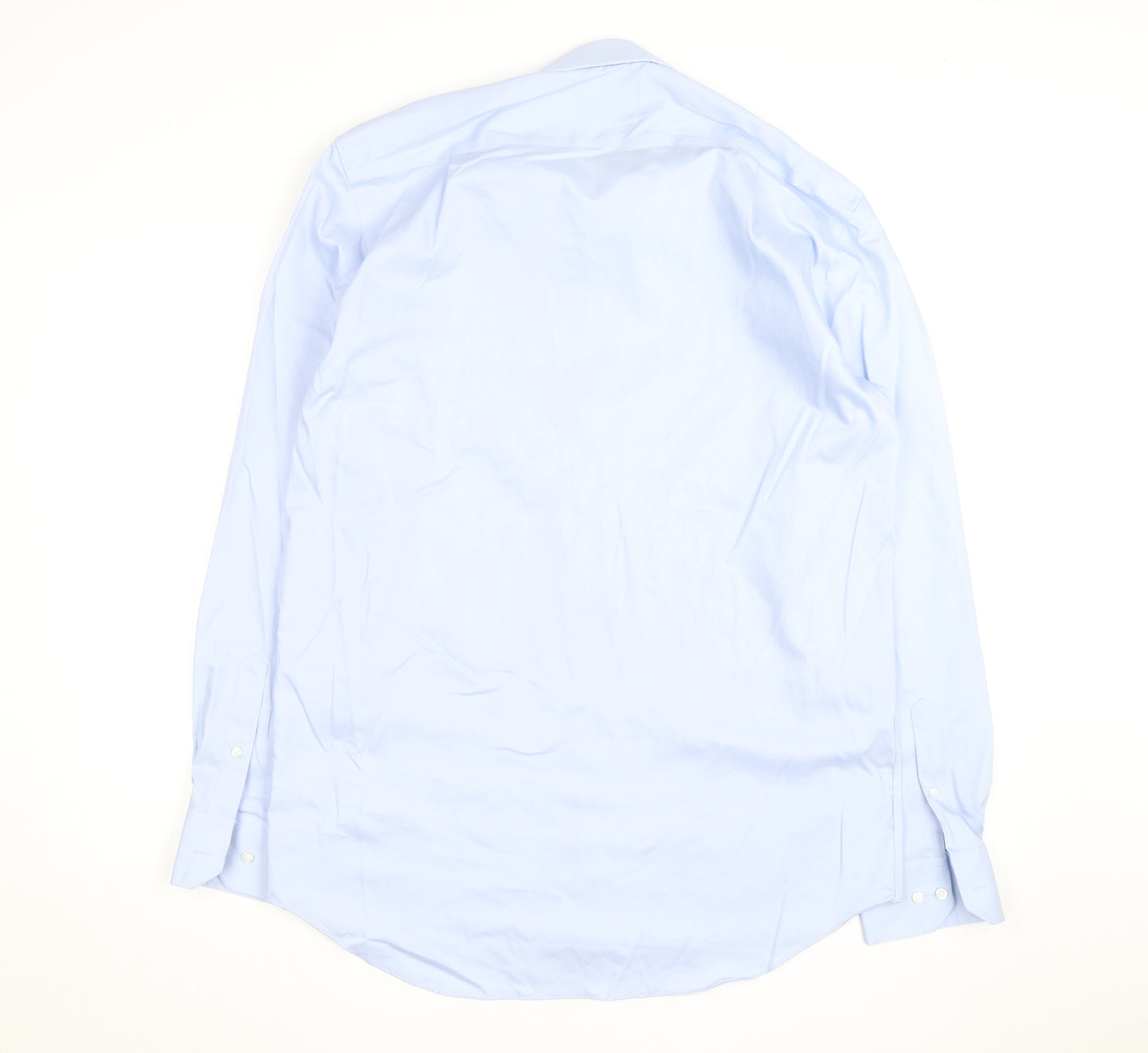 Marks and Spencer Men's Blue Regular Fit 16.5in Cotton Long Sleeve Shirt