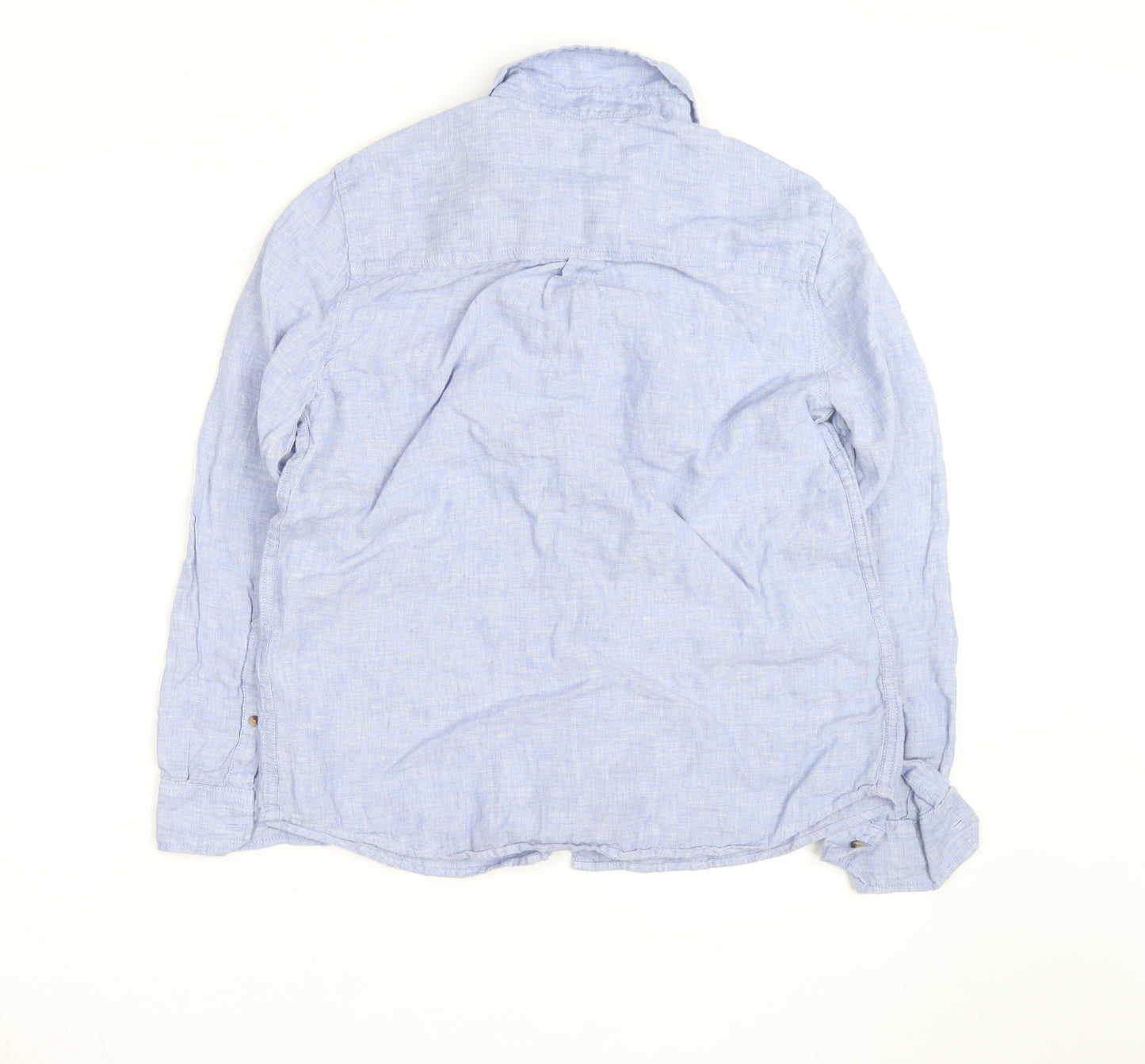 Marks and Spencer Women's Blue Linen Long Sleeve Button-Up Shirt Size 10