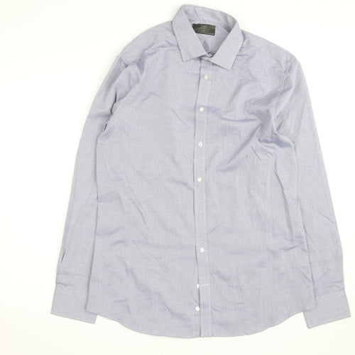 Marks and Spencer Men's Blue Slim Fit Long Sleeve Button-Up Shirt Size 15.5