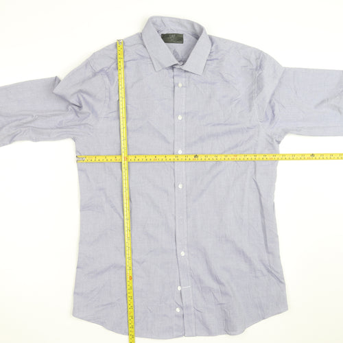 Marks and Spencer Men's Blue Slim Fit Long Sleeve Button-Up Shirt Size 15.5