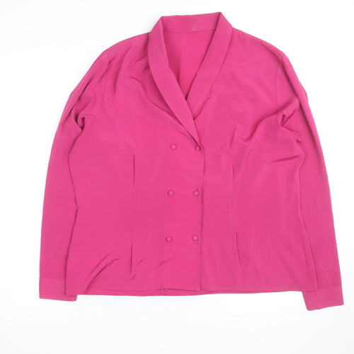 Marks and Spencer Women Pink Long Sleeve Wrap Blouse Size 14