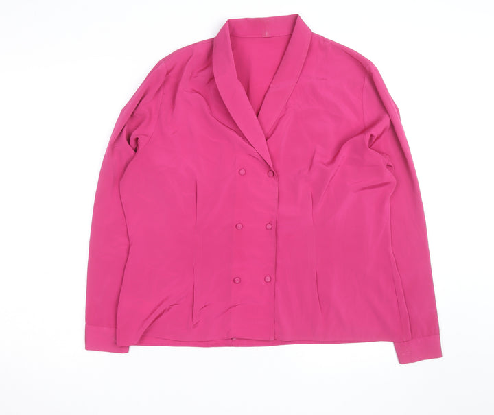 Marks and Spencer Women Pink Long Sleeve Wrap Blouse Size 14