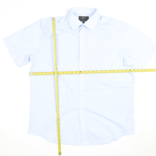 Marks and Spencer Men's Blue Regular Fit Short Sleeve Shirt Size 17