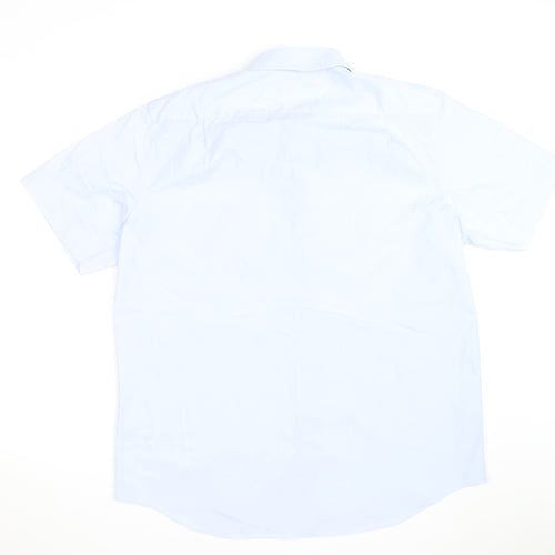 Marks and Spencer Men's Blue Regular Fit Short Sleeve Shirt Size 17