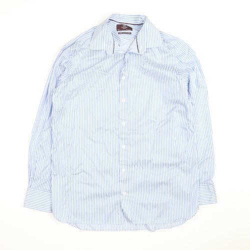 Marks and Spencer Luxury Blue Striped Regular Fit Men's 16.5in Shirt