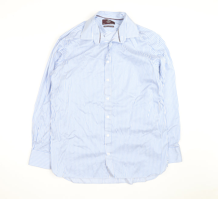 Marks and Spencer Luxury Blue Striped Regular Fit Men's 16.5in Shirt