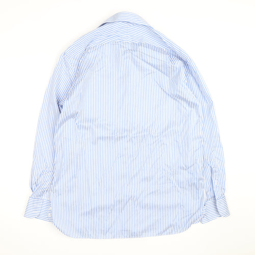 Marks and Spencer Luxury Blue Striped Regular Fit Men's 16.5in Shirt