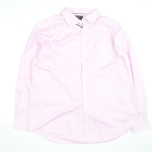 Marks and Spencer Men's Pink Regular Fit Long Sleeve Cotton Shirt 18.5in