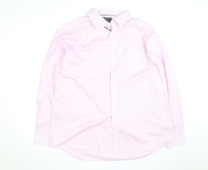 Marks and Spencer Men's Pink Regular Fit Long Sleeve Cotton Shirt 18.5in