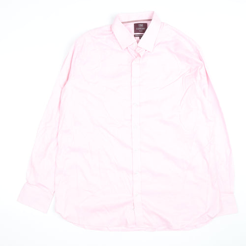 Marks and Spencer Men's Pink Luxury Tailored Cotton Long Sleeve Shirt 18 46in