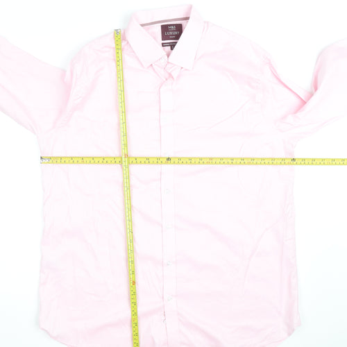 Marks and Spencer Men's Pink Luxury Tailored Cotton Long Sleeve Shirt 18 46in