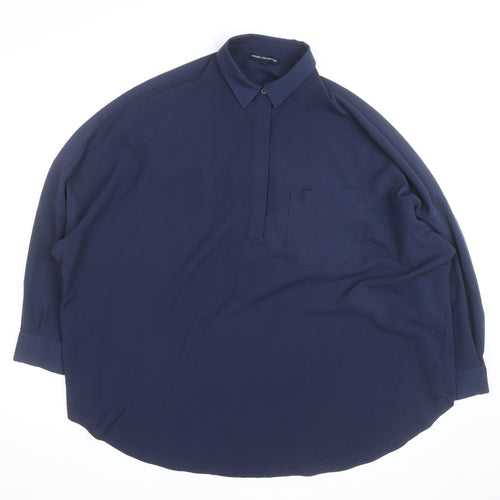 French Connection Men's Blue Relaxed Fit Long Sleeve Button-Up Shirt M