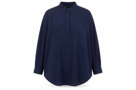 Front view of French Connection Men's Blue Relaxed Fit Long Sleeve Button-Up Shirt M
