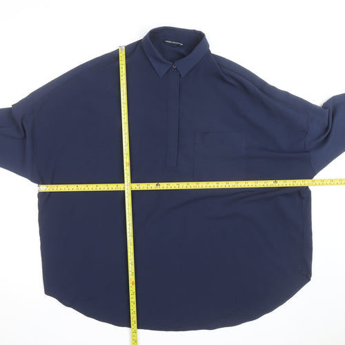 French Connection Men's Blue Relaxed Fit Long Sleeve Button-Up Shirt M