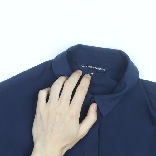 French Connection Men's Blue Relaxed Fit Long Sleeve Button-Up Shirt M