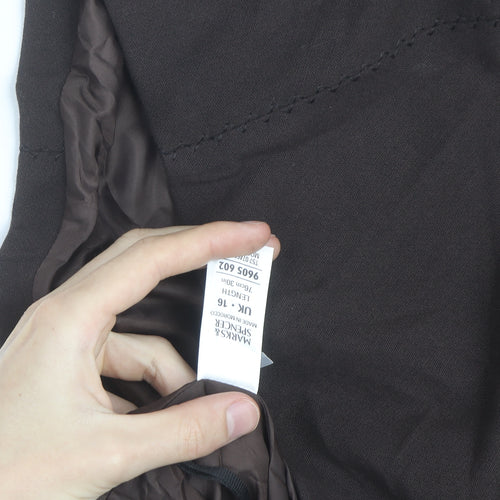 Marks and Spencer Women’s Brown Midi Pencil Skirt Size 16 Lined Workwear