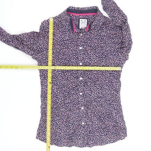 Crew Clothing Co Women’s Blue Floral Button-Up Cotton Shirt Size 10