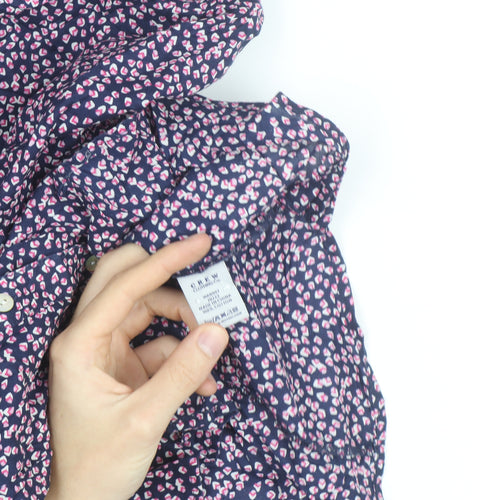 Crew Clothing Co Women’s Blue Floral Button-Up Cotton Shirt Size 10