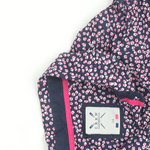 Crew Clothing Co Women’s Blue Floral Button-Up Cotton Shirt Size 10
