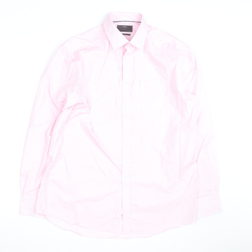 Marks and Spencer Men’s Pink Regular Fit Cotton Long Sleeve Shirt 16.5in