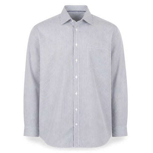 Marks and Spencer Men's Blue Striped Regular Fit Cotton Shirt 16.5in