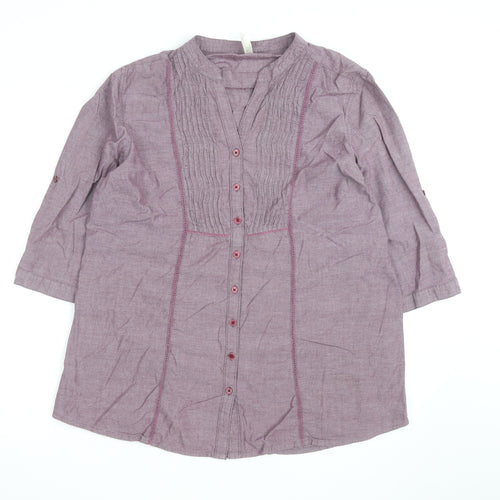 Bon Cascade Women's Purple Linen Blend Tunic Blouse Size 10