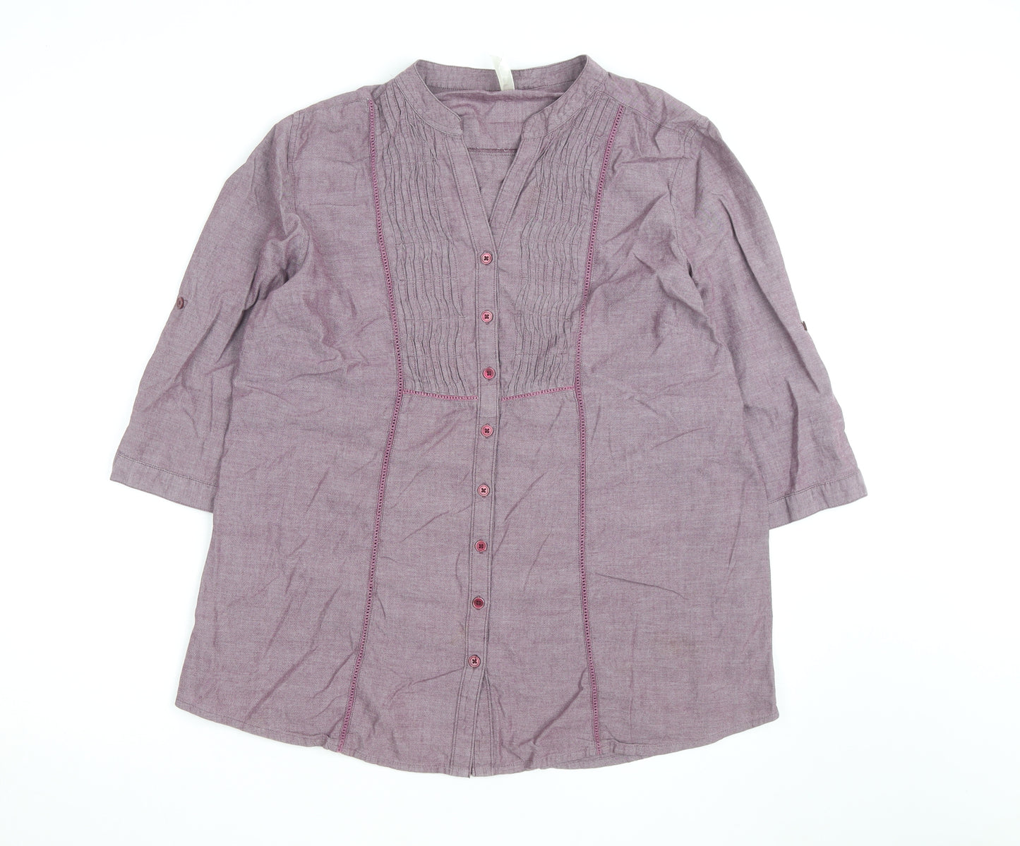Bon Cascade Women's Purple Linen Blend Tunic Blouse Size 10