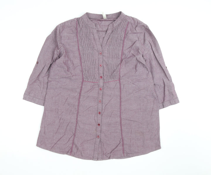 Bon Cascade Women's Purple Linen Blend Tunic Blouse Size 10