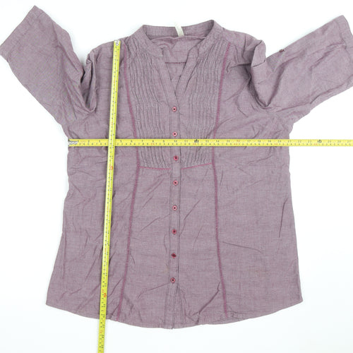 Bon Cascade Women's Purple Linen Blend Tunic Blouse Size 10