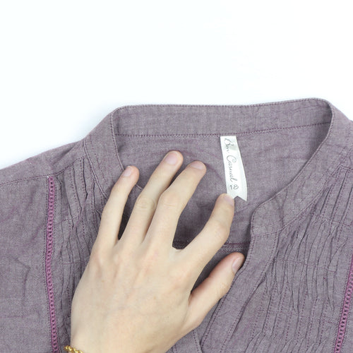 Bon Cascade Women's Purple Linen Blend Tunic Blouse Size 10
