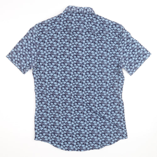 Marks and Spencer Men's Blue Regular Fit Short Sleeve Tropical Shirt M
