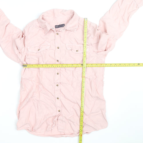 Marks and Spencer Womens Pink Size 12 Cotton Long Sleeve Button-Up Shirt