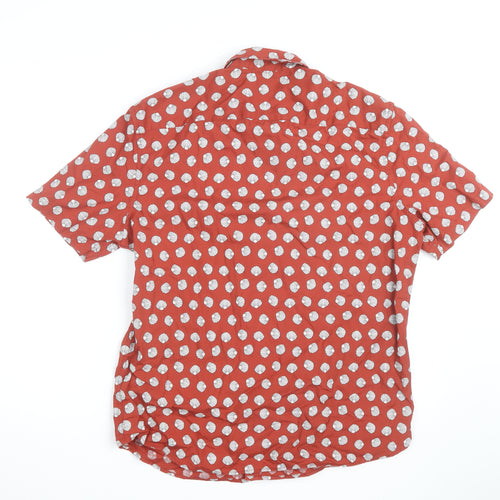 Marks and Spencer Men's Red Shell Print Pure Cotton Short Sleeve Shirt Size L