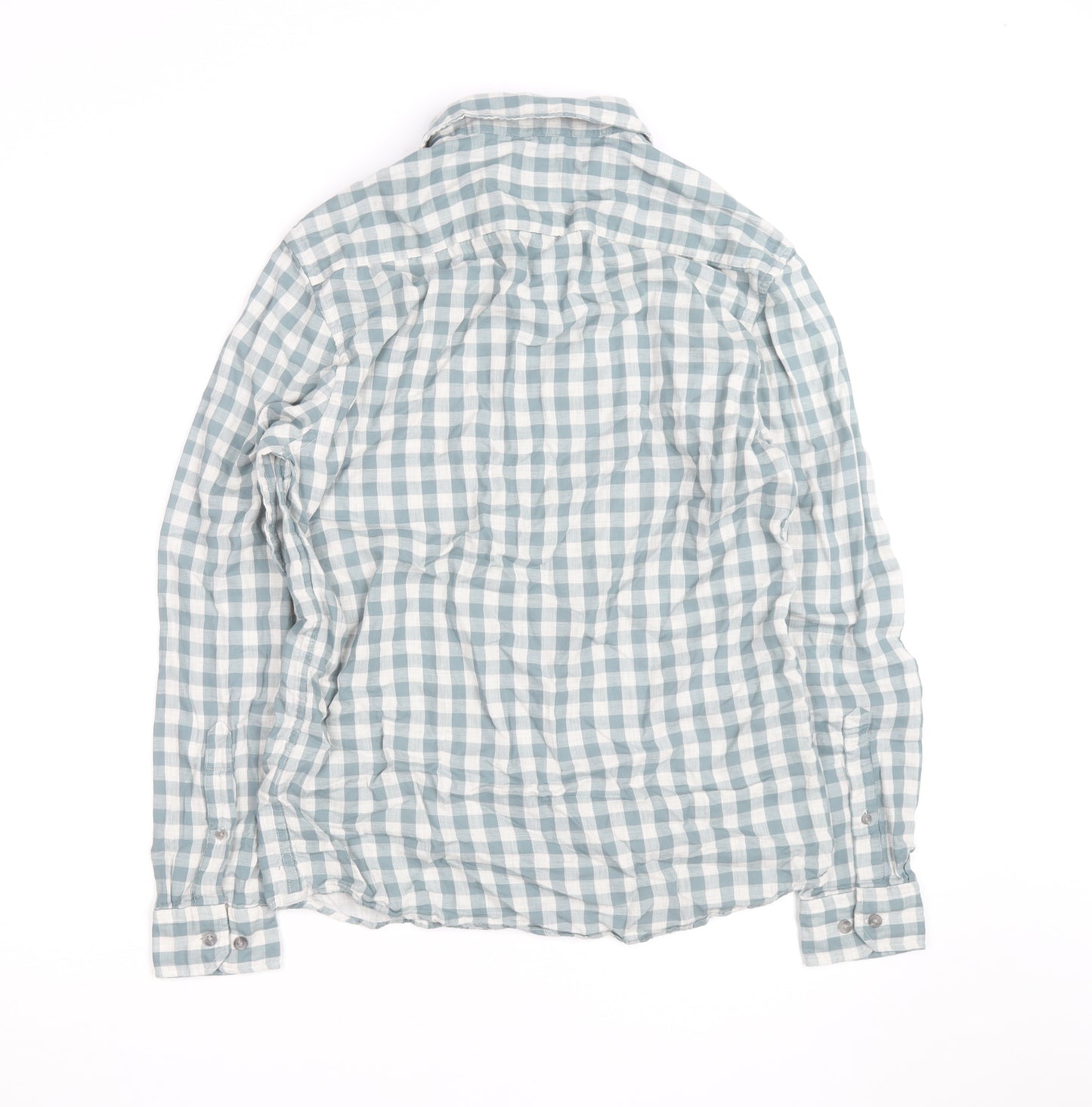 Marks and Spencer Men's Blue Check Regular Fit Cotton Shirt S