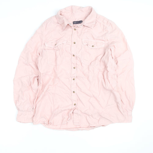Marks and Spencer Women’s Pink Cotton Long Sleeve Button-Up Shirt Size 14