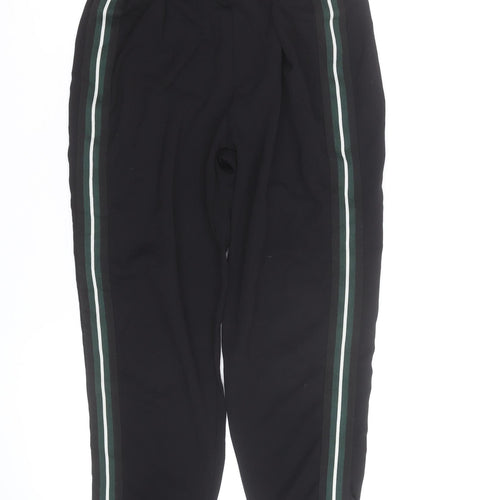 Bershka Womens Black Stripe Jogger Trousers Size M