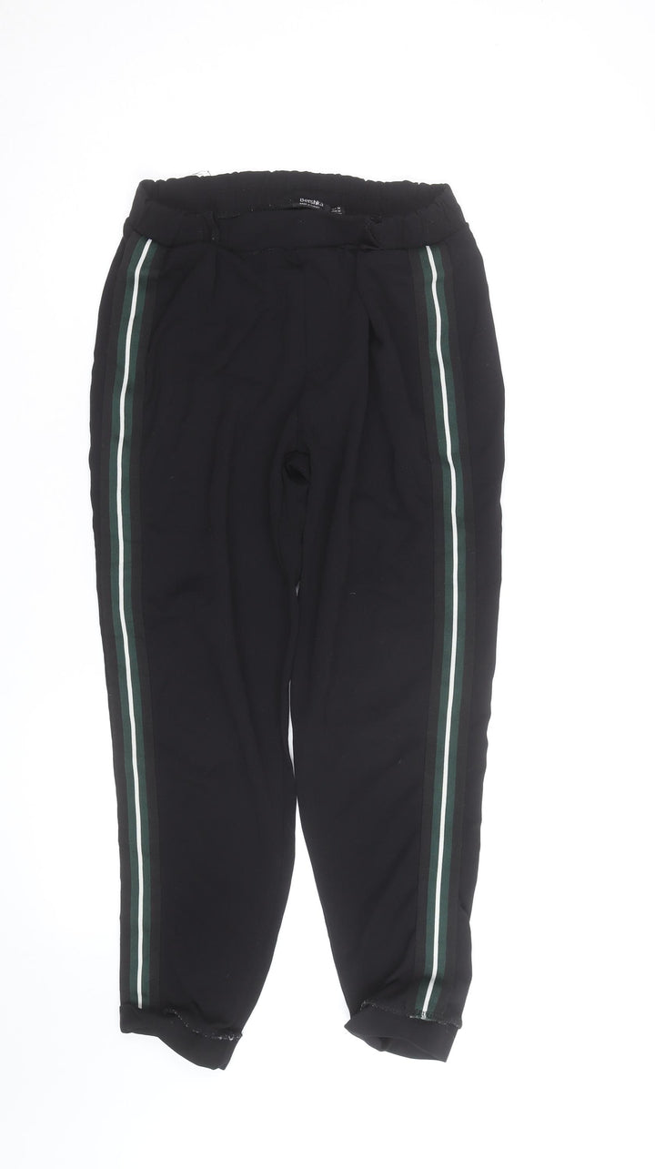 Bershka Womens Black Stripe Jogger Trousers Size M