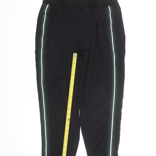 Bershka Womens Black Stripe Jogger Trousers Size M