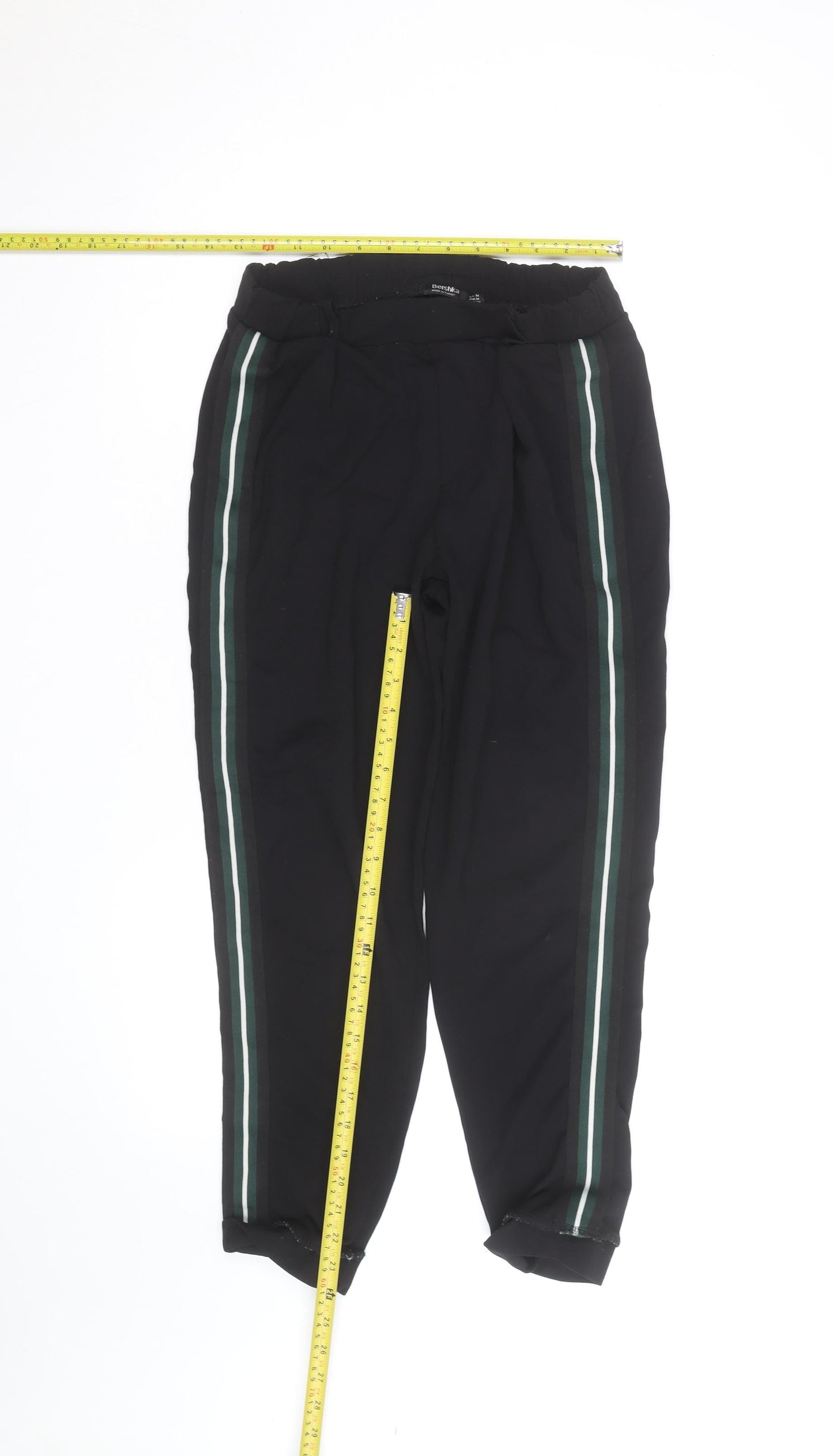 Bershka Womens Black Stripe Jogger Trousers Size M