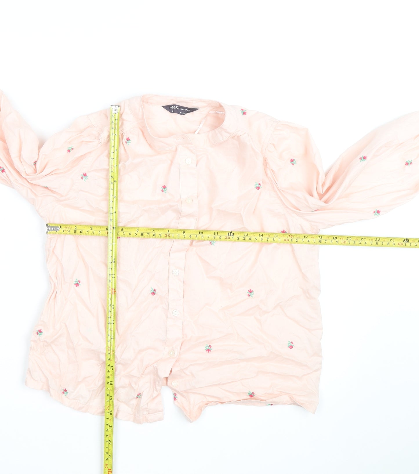 Marks and Spencer Women’s Pink Embroidered Cotton Tunic Blouse Size 6