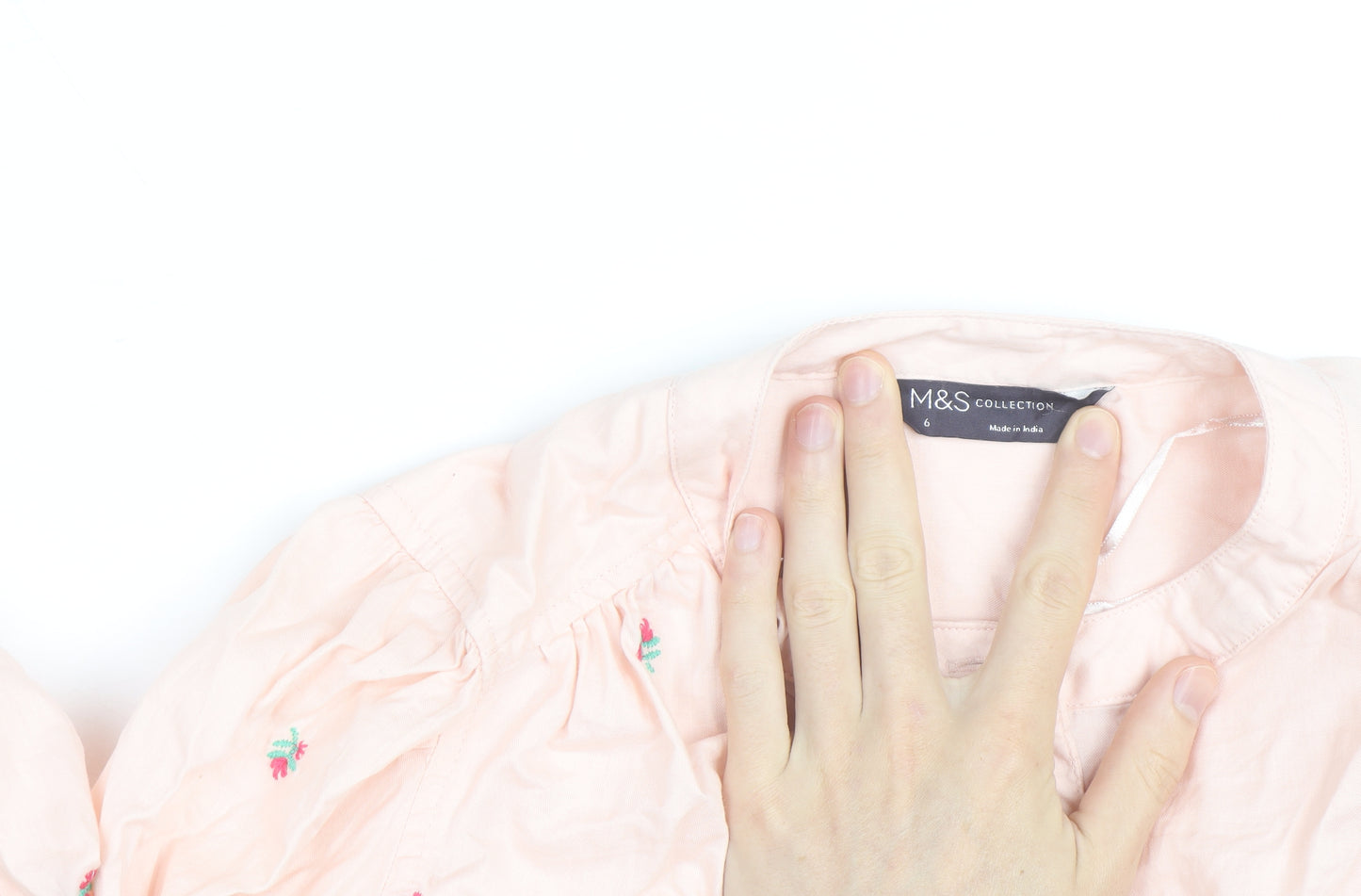Marks and Spencer Women’s Pink Embroidered Cotton Tunic Blouse Size 6