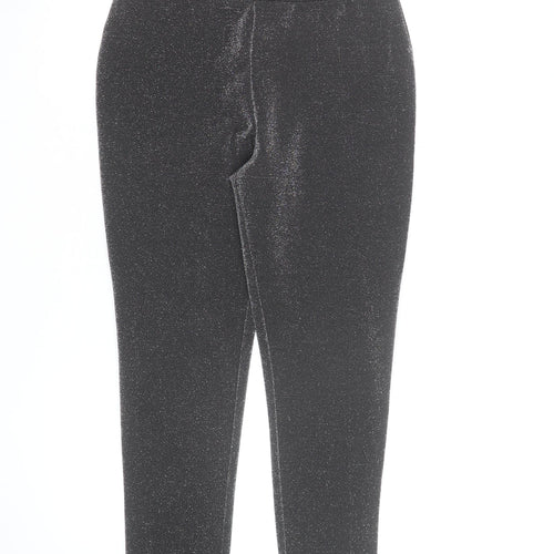 Tu Women Black Glitter Leggings Size 12 Stretch Slim Fit Party