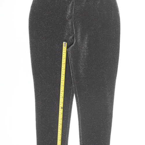 Tu Women Black Glitter Leggings Size 12 Stretch Slim Fit Party