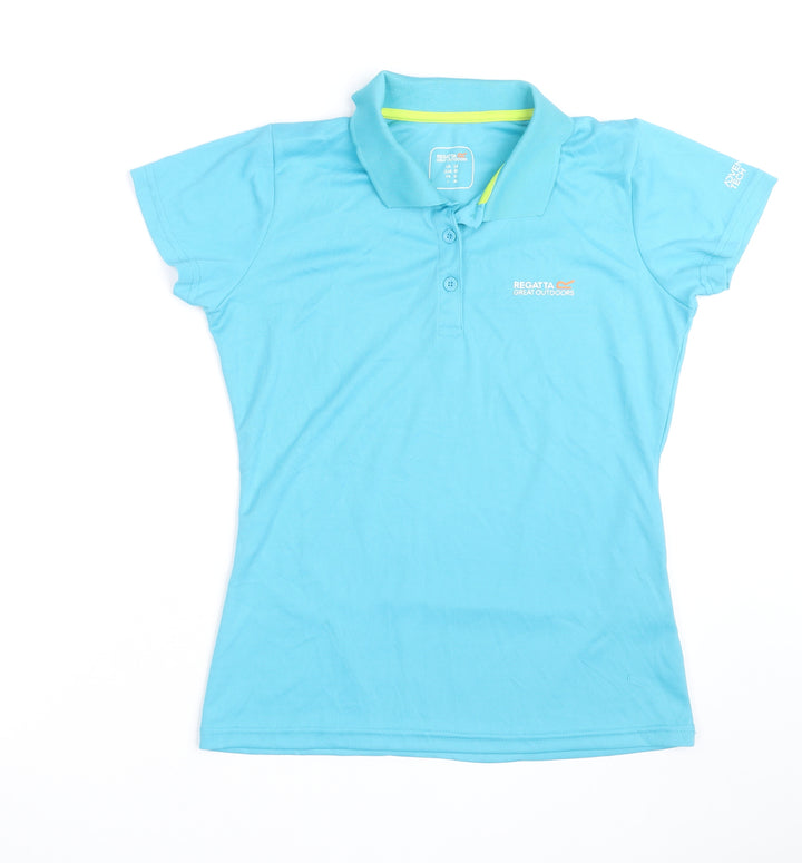 Regatta Women Blue Polo Shirt Size 14 Lightweight Activewear Top