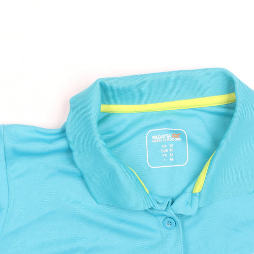 Regatta Women Blue Polo Shirt Size 14 Lightweight Activewear Top