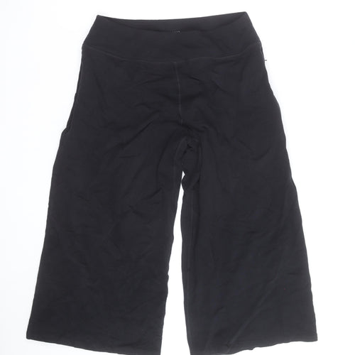 Marks and Spencer Women's Black Cropped Wide-Leg Yoga Trousers L