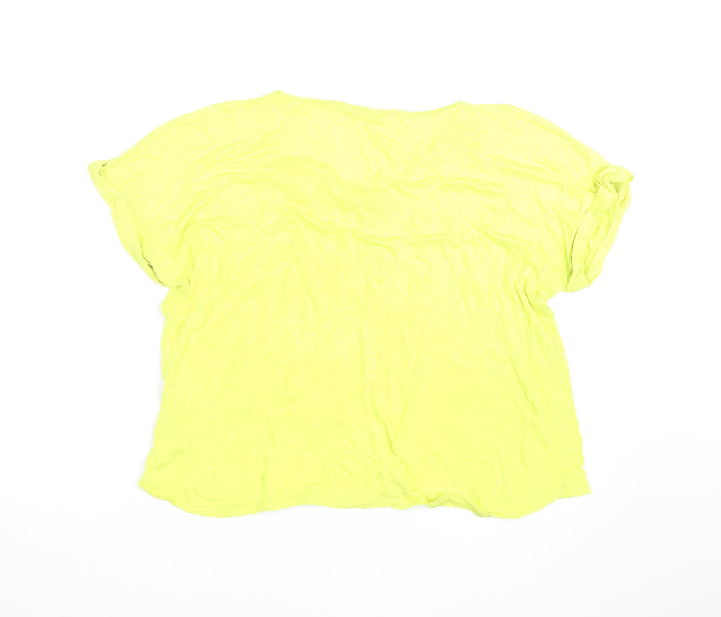 Marks and Spencer Womens Yellow Zip V-Neck T-Shirt Size 16