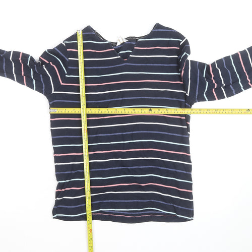 Cotton Traders Women’s Blue Striped Long Sleeve V-Neck Top Size 14