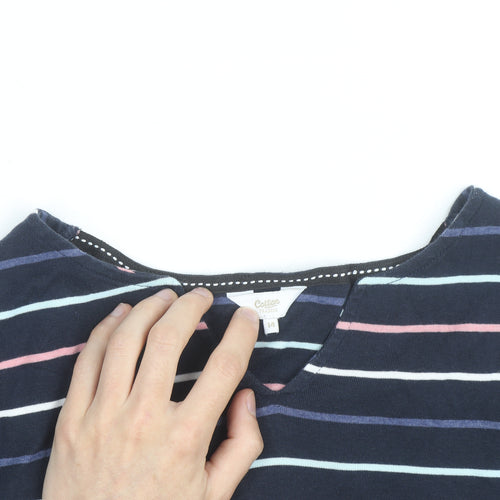 Cotton Traders Women’s Blue Striped Long Sleeve V-Neck Top Size 14