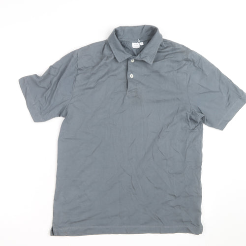 John Lewis Men’s Grey Cotton Polo Shirt Size M Short Sleeve Casual